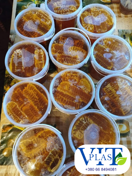 Пластикове відро 1 літра прозоре харчова тара оптом для меду, соління, квашенини, ікри, риби, харчових продуктів  vidro_prozore_1L фото