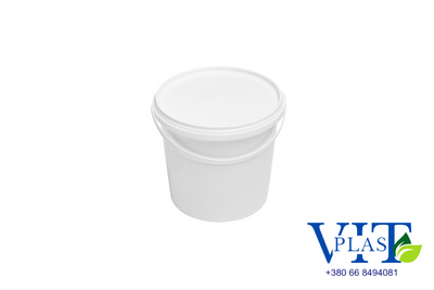 Пластиковое ведро 1 литра белое пищевая тара оптом для меда, засолки, икры, рыбы, солений  vidro_bile_1L фото