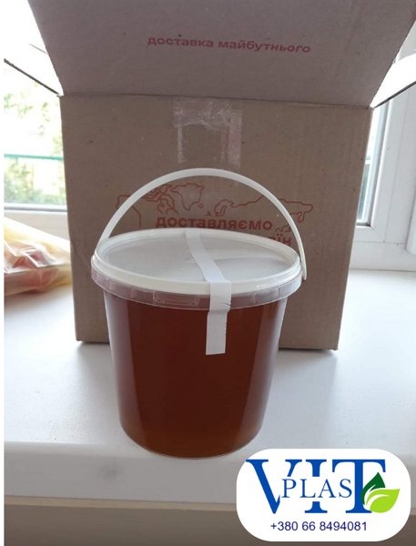 Пластикове відро 1 літра біле харчова тара оптом для меду, соління, квашенини, ікри, риби, харчових продуктів  vidro_bile_1L фото