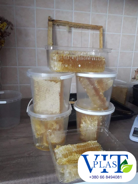 Пластикове відро 1 літра прозоре харчова тара оптом для меду, соління, квашенини, ікри, риби, харчових продуктів  vidro_prozore_1L фото