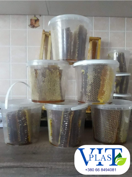 Пластикове відро 3 літра низьке біле харчова тара оптом для меду  vidro_nyzke_bile_3L фото