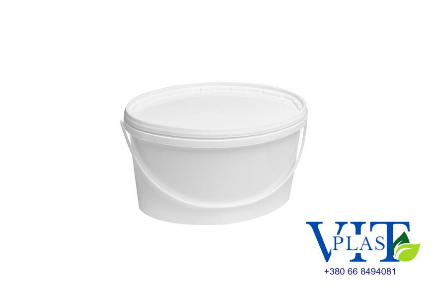 Пластикове відро 5,6 літрів овальне біле харчова тара оптом для меду, соління, квашенини, ікри, риби, харчових продуктів  vidro_bile_5,6L фото